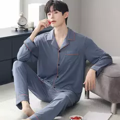 Conjunto de pijama de algodão modal manga comprida masculino, pijamas finos, adolescentes, outwear primavera, pano doméstico, terno masculino, outono, primavera na internet