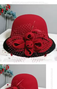 Imagem do Chapéu Fedora com fita bowknot para mulheres, chapéus de feltro de lã jazz para senhoras, elegante vestido capela, boliche francês banquete, inverno e outono