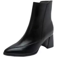 Botas femininas finas e finas estilo britânico, dedo apontado, zíper lateral, preto, nu, novo, primavera e outono, 2024 na internet