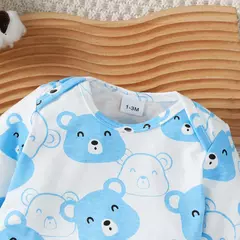 Bebê recém-nascido menino conjunto ursinho manga comprida macacão + calças compridas + chapéu + meias 4 pçs/set 0-9 meses bebê menino primavera e outono conjunto - comprar online