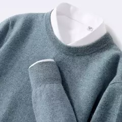 Suéter de manga comprida com o pescoço, 100% lã merino, top solto quente, cor sólida, clássico, pulôver de malha, outono inverno na internet