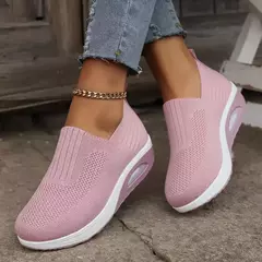 Mulas de plataforma ortopédicas antiderrapantes para mulheres, sapatos de caminhada para senhoras, cunha respirável, tênis femininos com almofada de ar, 2024 - loja online