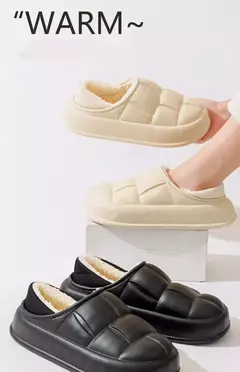 Chinelos de algodão impermeáveis para casais, sapatos de confinamento de pelúcia interior, bolsas femininas e chinelos domésticos, outono e inverno - Wolf Magazine