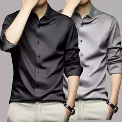 Camisa de manga comprida masculina, fato casual profissional, camisa branca, resistente a rugas sem ferro, vestido de negócios, high end, S-5XL - loja online