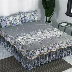 Conjunto de colcha de algodão bordado, saia de cama, fronhas, capa de folha, rei, rainha, duplo, 1.5 m, 1.8 m, 2m, 3pcs na internet