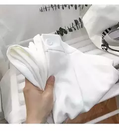 Calça feminina elástica de cintura alta, calça feminina do escritório, casual solta streetwear, reta, preta, nove pontos, moda, outono, primavera - Wolf Magazine