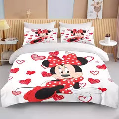 Disney-Minnie Mouse Impresso Conjunto de Cama para Crianças e Adultos, Capa de Edredão, Consolador, Fronha, Rosa, Rei, Amor, Desenhos Animados, Meninos, Meninas, Adultos, Presente