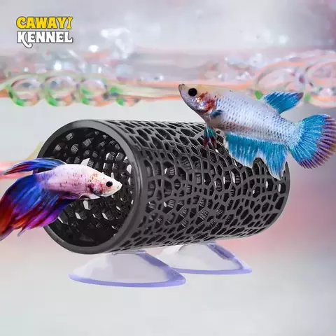 1 pc betta túnel de peixes brinquedo oco tubo de dormir com ventosa betta rede escondido tubo de descanso para decorações de tanque de peixes