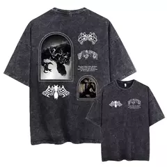 Lobos escuros Vintage lavados camisetas para homens, musculação em ginástica, roupas masculinas extragrandes, fitness no verão, treino - Wolf Magazine
