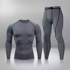 Conjunto de Roupa Interior de Compressão Térmica Masculina, Roupa de Treino Apertada, Treino, Corrida, Fitness, Desporto, Ginásio, Roupa Desportiva - loja online