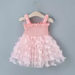 Imagem do Saia de malha bordada feminina, costas princesa decorada, asas de borboleta, festa infantil, novo, verão