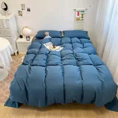 Soft lavado algodão roupa de cama Set, Duvet Cover, fronha e lençol, Home Bedclothes, cama preta - loja online