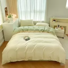 Imagem do Conjunto de cama de tecido com escova de cor sólida, 2 lados, 4 peças, capa de edredom, fronha, lençol, colcha, único, queen, king size