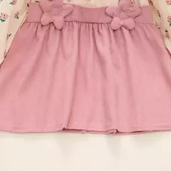 Outono novas meninas recém-nascidas vestido de manga longa dos desenhos animados fragmentado flor lapela bebê vestido de princesa flor cinta vestido