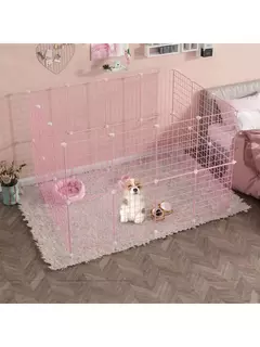 Imagem do Cerca rosa para animais de estimação, malha de ferro diy, pode ser combinada livremente, gaiola para gatos, gaiola para cães, hamster, gaiola para coelho