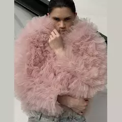 Cardigã de renda monocromático feminino, manga comprida, decote em v, solto e sexy, casacos femininos vintage, elegante e sexy, inverno e outono 2024 - comprar online
