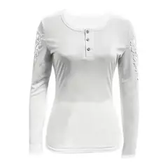 Imagem do Top de manga comprida justa feminino, camiseta com gola redonda, retalhos de renda, blusa macia, pulôver elegante, primavera, outono