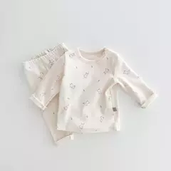 Conjunto de pijama de algodão puro para crianças, terno de pijama infantil, loungewear para meninos e meninas, 1-6 anos na internet