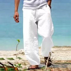 is japoneses informales de verano para hombre, Pantalón recto, holgado, transpirable, de playa, para hombre