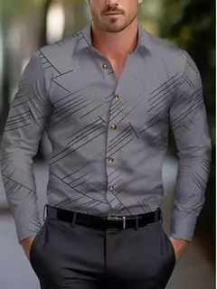 Imagem do Camisa casual padrão meteoro de colarinho de botão masculino, macio e confortável blusa esportiva, tamanho XS-6XL, moda, novo