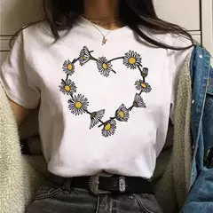 Imagem do Maycaur-t-shirt de manga curta com estampa em margarida para mulheres, harajuku, anos 90, streetwear, engraçado, bonito, verão