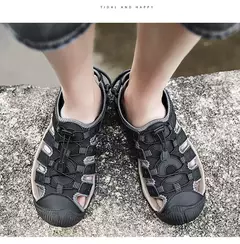Novas sandálias masculinas de couro genuíno macio sandálias sapatos masculino - loja online