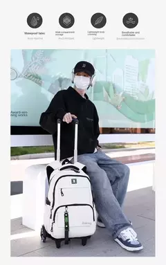 Imagem do Mochila escolar com rodas para crianças, Mochila rolante para meninos, Mochila de estudante, Bagagem de viagem