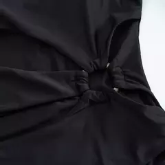 Imagem do Biquíni de cor sólida com suspensão oca para as mulheres, maiô sexy sem encosto, biquíni de cintura baixa, moda