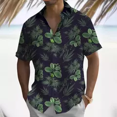 Camisa de praia masculina com impressão 3D, manga curta, extragrande, botão, solta, casual, havaiana, rua, diário, moda verão - loja online