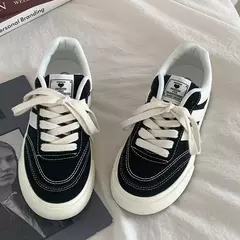 Sapatos de lona casual vulcanizado para mulheres, plataforma respirável, robusto, plano, esporte, tênis de corrida, primavera, outono - comprar online
