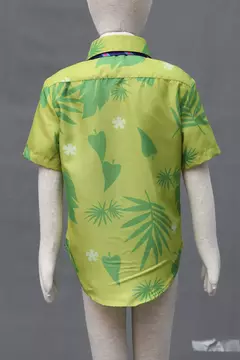Imagem do Fox Nick wilde cosplay camisa com gravata masculina halloween folhas verdes impresso verão casual camiseta e gravata