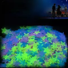 100Pcs Luminous 3D Estrelas Glow In The Dark Adesivos de parede para crianças Quartos de bebê Quarto Teto Home Decor Fluorescente Star Adesivos - comprar online