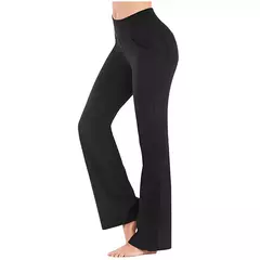 Imagem do Ogilvy Mather-Calça de perna feminina, Palazzo Largo Assassino, Cintura alta, OL Ladies Calças longas de carreira, Sólido, Elegante, Feminina