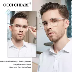 Óculos de leitura quadrados grandes para homens, anti luz azul, óculos acabados, óculos de computador presbiopia, leitor masculino - comprar online
