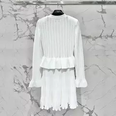 Vestido feminino de malha com decote em v longo, cintura oca, borda auricular de madeira, elástico, fino, curto, alta qualidade, nova moda, verão, Y2K - Wolf Magazine