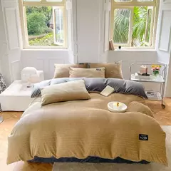 Coral Fleece Duvet Cover com Pillowscaso, Flanela grossa, conjuntos de cama quentes, capa de edredão dupla, King, Twin, cama queen size, inverno, 3pcs - comprar online