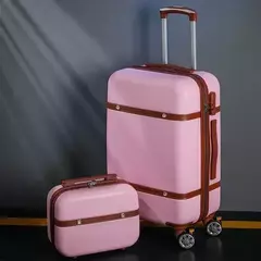 Conjunto de bagagem rolante para mulheres, conjunto de bagagem do trole, mala de viagem universal, saco cosmético, retro, bloqueio combinado, moda, 2pcs na internet