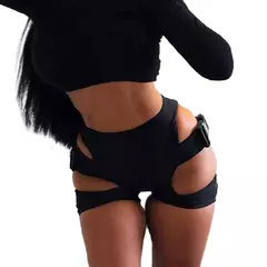 Sexy Shorts de Cintura Alta Mulheres Corredores Ciclismo Elástico Hip Fivela Oca High-cut Dancing Sports Athletic Running Shorts para Mulher na internet