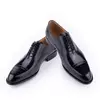 Sapato de couro genuíno masculino, Brogue clássico, Ternos de negócios, Artesanal, Formal, Escritório, Festa de Casamento, Vestido Homem, Fósforos, Novo Estilo