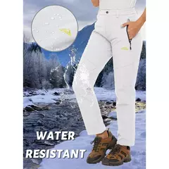 MAGCOMSEN-Calça de lã feminina com bolsos de zíper, calça reta impermeável, carapaça macia, esqui quente com neve, outono e inverno