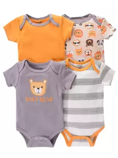 Recém-nascido manga curta em torno do pescoço macacão, onesies para bebês meninos e meninas, desenhos animados flores animais impressão, roupas infantis, 4pcs - loja online