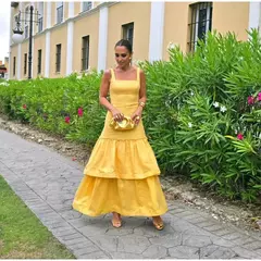 Vestido feminino sem encosto com gola quadrada, estilingues elegantes, vestido com bolo monocromático, Vestes compridas femininas, Festa à noite, Verão, 2022 na internet