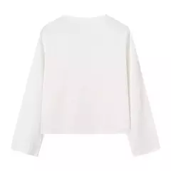 TRAF-Top feminino de manga comprida, camisas casuais, blusas amarradas femininas, blusas de praia de verão, branca, 2024 - loja online