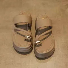 Chinelos antiderrapantes com anel de dedo do pé para mulheres, slides de plataforma, sapatos casuais para senhoras, moda verão, 2024 - loja online