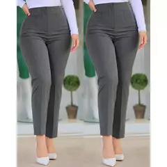 Calça feminina com várias cores, calça casual monocromática, bolso e zíper, combina com tudo, senhora do escritório, moda elegante, verão - comprar online
