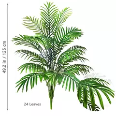 Palmeira artificial para decoração de jardim doméstico, planta falsa, plástico verde, ramos de folhas de palmeira, decoração tropical, 68-125cm, 50,2 pol