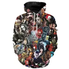 Moletons com capuz grandes para homens e mulheres, pulôver impresso 3D de filmes de terror, moletons legais, personalidade casual, nova chegada - comprar online