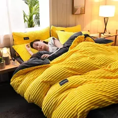 Coral Fleece Duvet Cover com Pillowscaso, Flanela grossa, conjuntos de cama quentes, capa de edredão dupla, King, Twin, cama queen size, inverno, 3pcs na internet