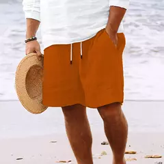 Shorts de praia com listras masculinas, moletom solto, shorts carga sólida, lazer selvagem, moda verão, novo