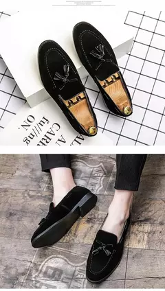 Mocassim preto masculino, mocassim de pedal único, sapato de vestido de negócios marrom, vestido de noiva italiano, tamanho 38-48, novo - Wolf Magazine